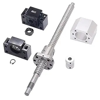 SFU1605 Ball Screw Set, RM1605 Ball Screw with Metal Ball Screw Nut and Set BK/BF12 for CNC Machine,Diameter 16mm,5mm Lead (Diameter 16mm, 600mm)