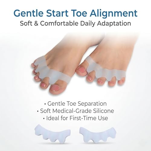 Image of Cetaplast Bunion Corrector and Toe Straightener (2 Pairs) - Medical Grade Silicone Toe Separators for All-Day Pain Relief & Alignment - Includes Pairs for Gentle Start & Active Stretch Support for Men & Women