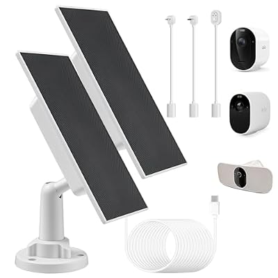 3-in-1 Solar Panel Charger for Arlo Cameras, ETFE Charge Extender with Energy Buffer, Compatible with Arlo Pro 5S/4/3/2, Ultra 2, Essential (Magnetic/Type-C/Micro USB) (2 PACK-Premium)