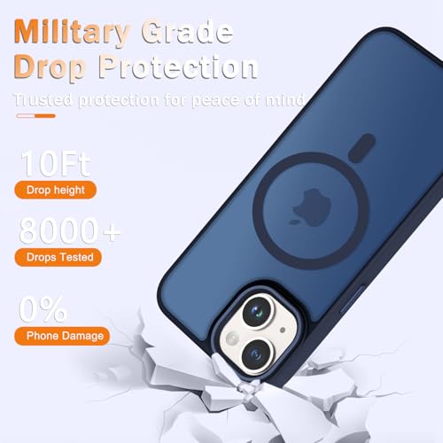 Image of YENAPOON for iPhone 14 Plus Case, Matte Magnetic Phone Case, Navy Blue