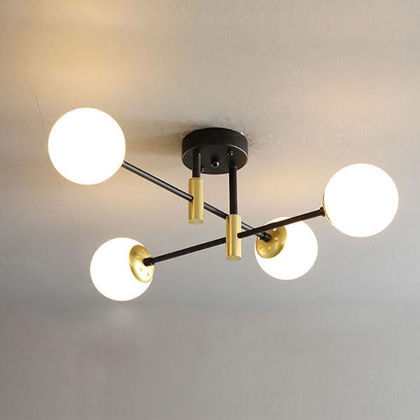 Lustre moléculaire moderne E27 plafonnier crème 8 têtes pour salon