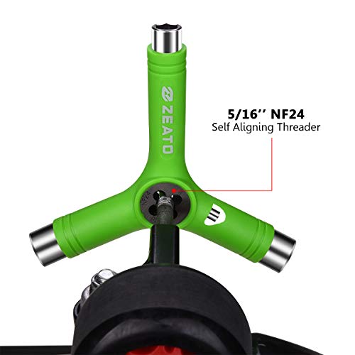 Zeato All-in-One Skate Tools Multi-Function Portable Skateboard Y Tool Accessory with Y-Type Allen Key and L-Type Phillips Head Wrench Screwdriver - Green