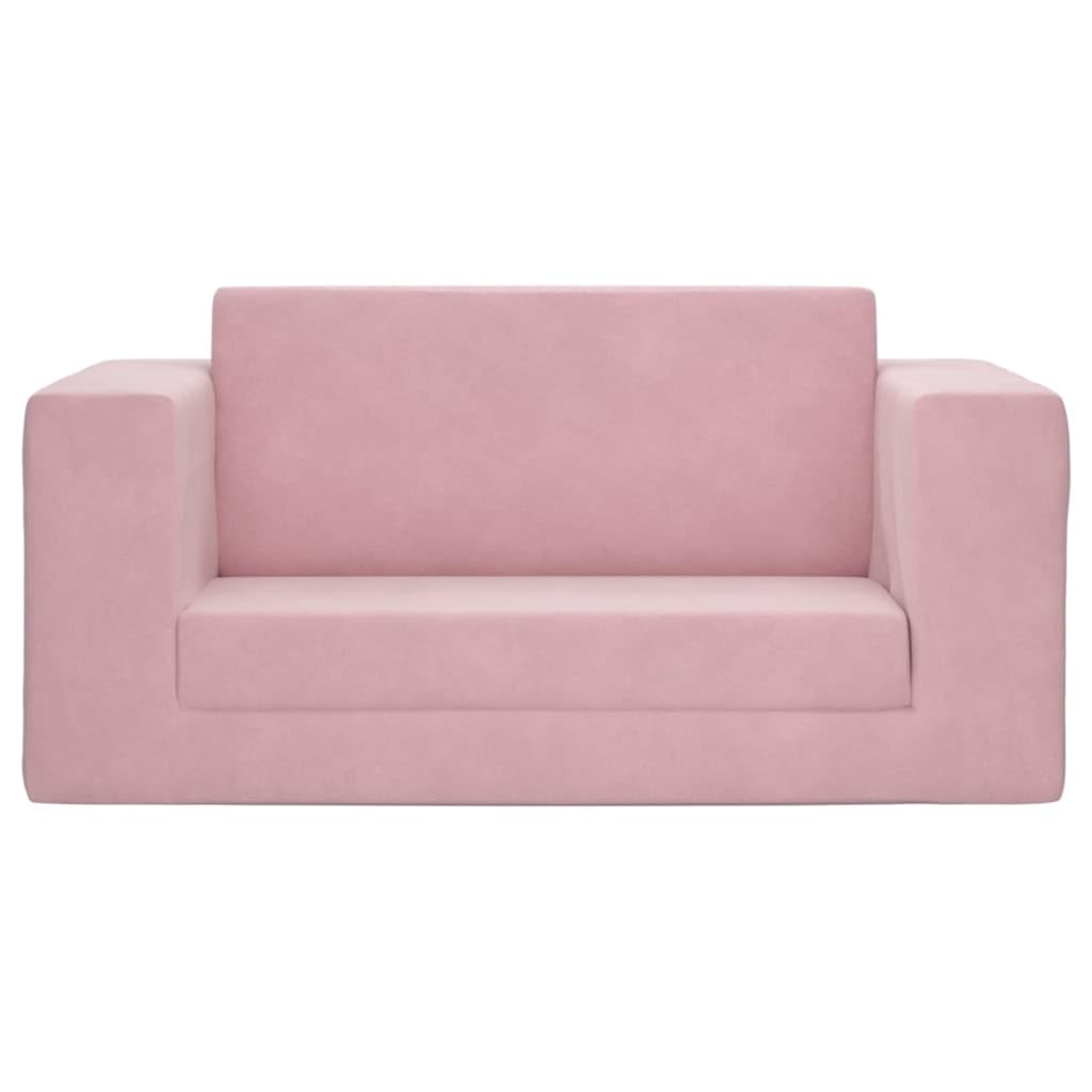 vidaXL Divano Letto per Bambini a 2 Posti Rosa in Morbido Peluche