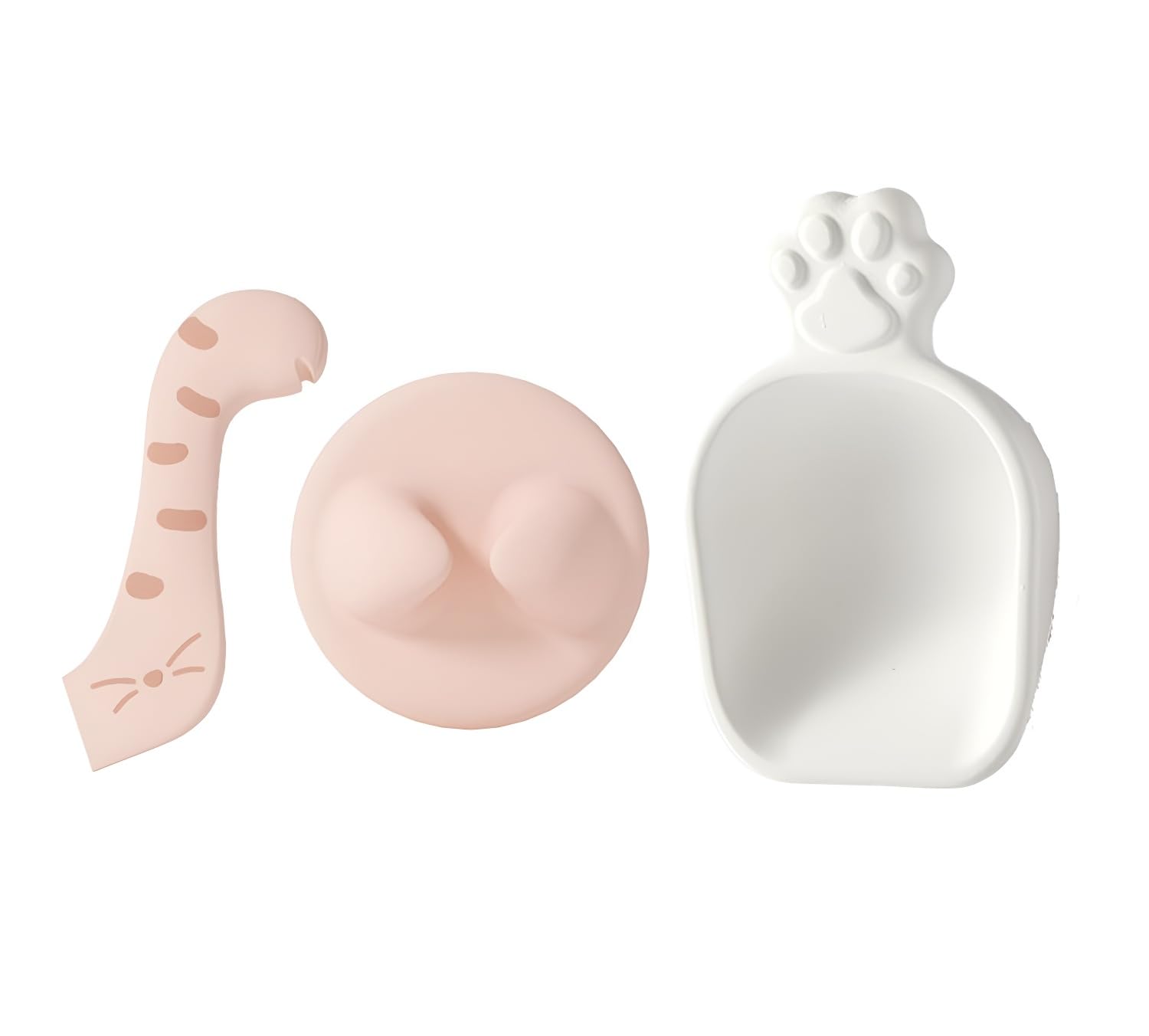 Daladalaming 5 in 1 Pet Supplies Set, Absorbent Diatomite Scoop, Lids for Food Storage, Wet Cat Food Spoon with Can Opener, Fits Most Canned Cat Food, 3 Colors (Pink)