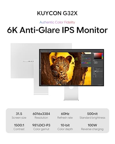 Image of G32X 32'' UHD 6K (6016 x 3384) Monitor, IPS Panel, 10-Bit Color, 99% sRGB, 98% DCI-P3, 60Hz, HDR, 1500:1, 218PPI, Eye Care, Anti-Glare (Minimalist - with Stand)