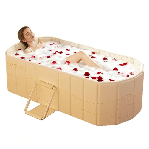 JSQBSECL Portable Foldable Bathtub, 47" Large Foldable Freestanding Bathtub for