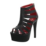  Ital-Design High Heel Sandaletten Damen-Schuhe Pfennig-/Stilettoabsatz Heels Reißverschluss Sandalen & Schwarz, Gr 37, K1L3593-25-