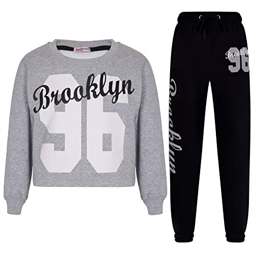 Survêtement crop top fille idéal pour le sport et le collège - Ensemble gris 9-10 ans A2Z 4 Kids