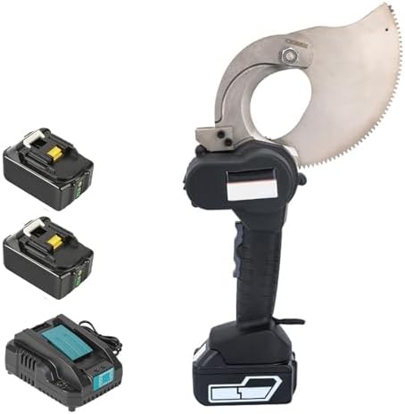 Electric Battery Ratcheting Cable Cutters - 50/65/75mm Hydraulic Wire Cutter for Aluminum & Copper, Efficient Cordless Gear Scissors for Rebar & Wire Cutting Tool