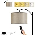 BoostArea Floor Lamp for Living Room,Arc Floor Lamp with Remote Control,Stepless Dimmable Brightness & Colors Temperature 2700k-6500k,Modern Standing Lamp for Bedroom Study Room Office,Jute