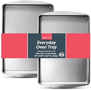 2pk SOL Everyday Large Oven Trays Set 38 x 25cm | Durable Flat Stainless Steel Baking Trays for Oven | Baking Sheets Pan Cooking Trays for Oven | Bakeware Tins and Trays | Baking Tins + SOL Notebook