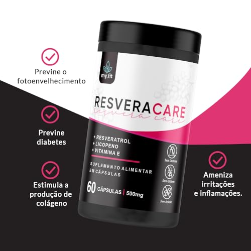 Kit 2x ResveraCare - (Resveratrol Concentrado + Licopeno + Vit E), Total 120 Softgels 500mg - Fácil