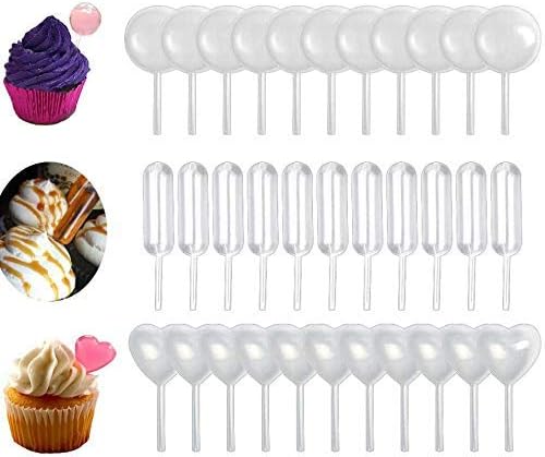 150pcs plastic droppers pipettes, 4ml Plastic Pipettes, Heart Round Rectangular Plastic Squeeze Transfer Pipettes Suitable for Chocolate, Cupcakes, Strawberries