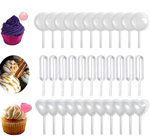 150pcs plastic droppers pipettes, 4ml Plastic Pipettes, Heart Round Rectangular Plastic Squeeze Transfer Pipettes Suitable for Chocolate, Cupcakes, Strawberries
