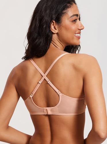 Image of DOBREVA Women's Eyelash Lace Balconette Bra Plus Size | Jomarley Lace, Underwire, Unlined, Push up, See Through, Convrtible Straps, Sexy