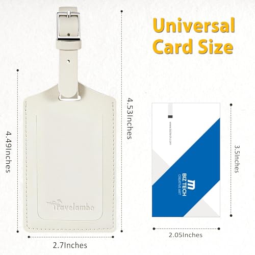 Image of Travelambo 8 Pack Leather Luggage Travel Bag Tags(Ivory)