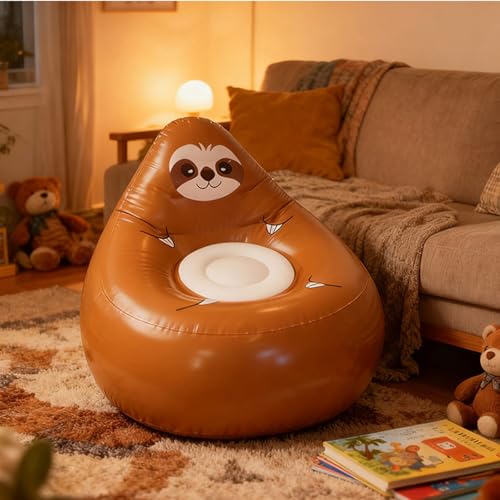Silla plegable infantil con forma de animal sofá inflable para evitar suelo frío 4