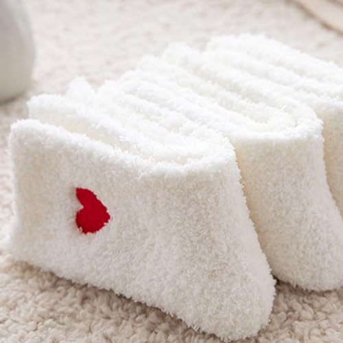 Fuzzy Socks Heart Shaped 3,6 Pairs Winter Cozy Warm Socks for Women Indoor Comfy Home Sleeping Floor Sock4