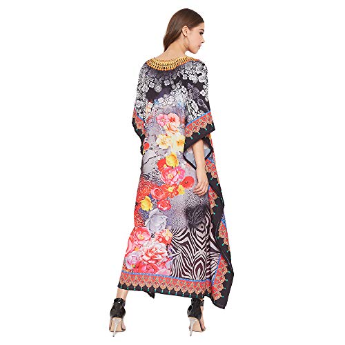 Image of Oussum Women Polyester Casual Long Plus Size Beach Caftan Cover Up Maxi Dress 1X-3X Summer Kaftan Dresses for Women