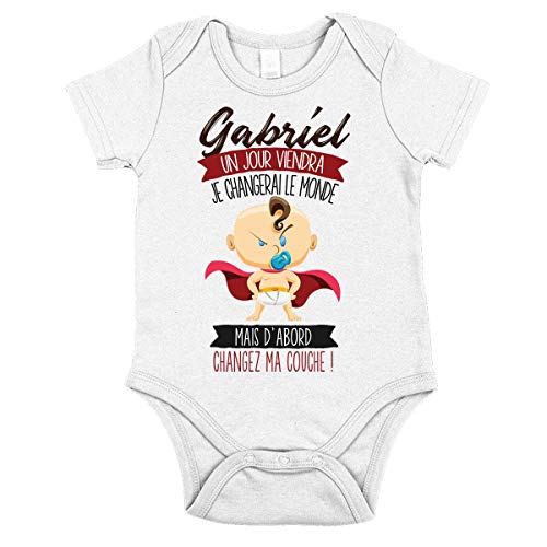 Body bébé Gabriel Humour original : cadeau de naissance rigolo et vêtement bébé