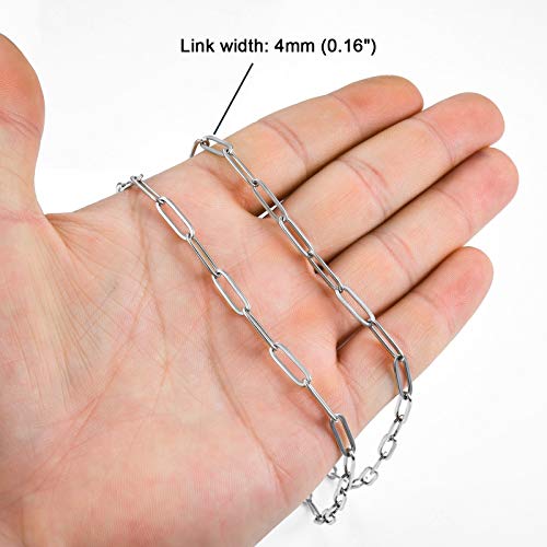 Stainless Steel Dainty Paperclip Link Chain Necklace for Women with Extension - Silver and Gold Color2