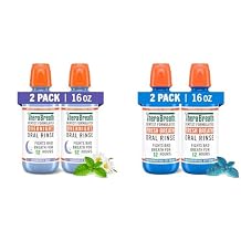 TheraBreath Overnight & Fresh Breath Mouthwash Bundle، نكهات نعناع البابونج والنعناع المثلج، عبوتان بوزن 16 أونصة فلوريدا، تحارب رائحة الفم الكريهة 12 و24 ساعة