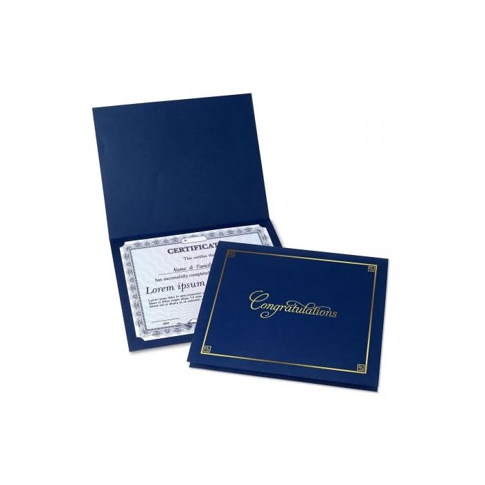 Buy Congratulations Blue & Gold Certificate Folders Pack of 25, Linen