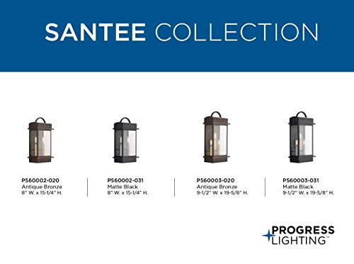 Santee Collection 3-Light Clear Beveled Glass Farmhouse Outdoor Large Wall Lantern Light Matte Black #TOP6