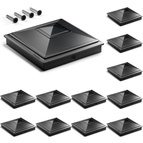 SIEDiNLAR 4x4 Pyramid Post Caps Waterproof Outdoor 4x4 Post Cover Fits 3.5x3.5 4x4 Wood Vinyl Posts for Fence Deck Mailbox Patio (Black 12 Pack)