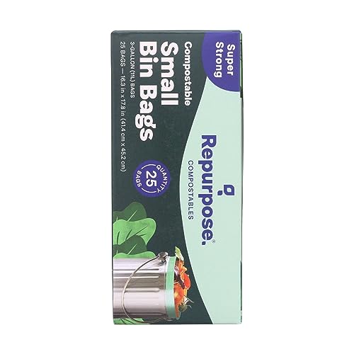 Repurpose Compostables Repurpose 3 Gallon, 11 Liter Super Strong, Small Compostable Trash Bags, Biodegradable Products Institute (BPI) Certified, 25 Count - Thumbnail 4