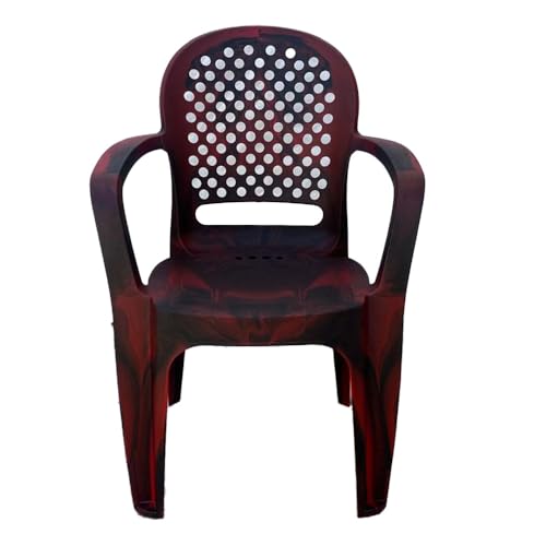 Image of Cello Crystal Armrest Plastic Chair with Matt Finish | Chairs for Living Room, Garden, Home Indoor and Outdoor Use (Colour: Rosewood, Set of 4)