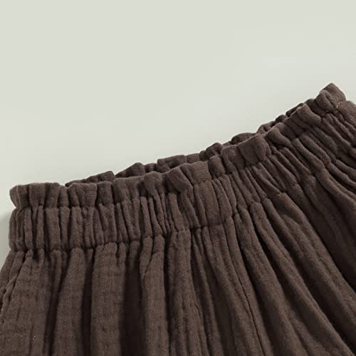 Nie Cuimeiwan Toddler Baby Girl Boy Harem Pants Linen Hip Hop Style Elastic Loose Casual Bloomers Cowboy Clothes (Brown,6-12 Months) #TOP4