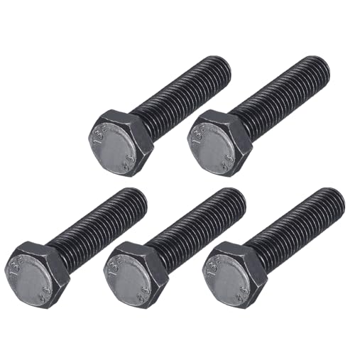 Image of METALLIXITY Hex Bolts (M12-1.75x55mm) 5Pcs, 8.8 Grade Carbon Steel Fully Threaded Black Oxide, Coarse Thread UNC Hex Head Screw Bolt - for Furniture Repair