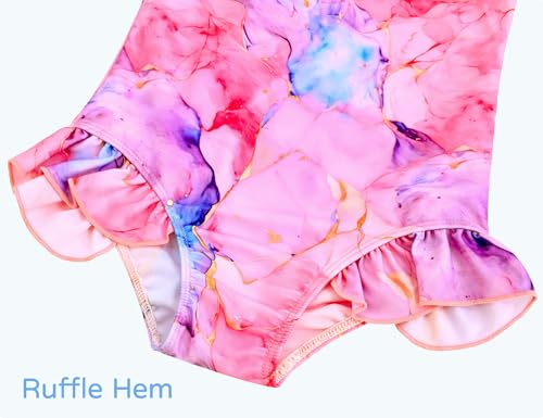 Snowheart Girls Bathing Suit Toddler Swimsuit Girl Hawaiian Floral Ruffle One-Piece Breathable Swimwear 4-10T4