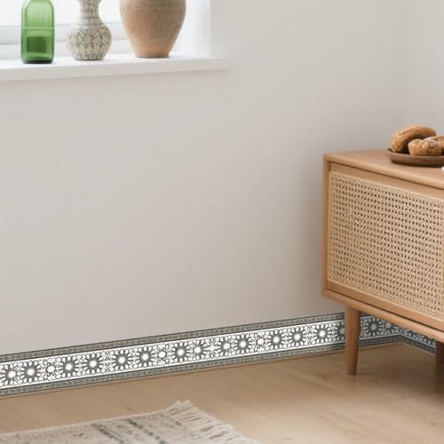 Image of Nuxovilar Geometric Mosaic Peel Stick Wall Border PVC 3.94x16.4'