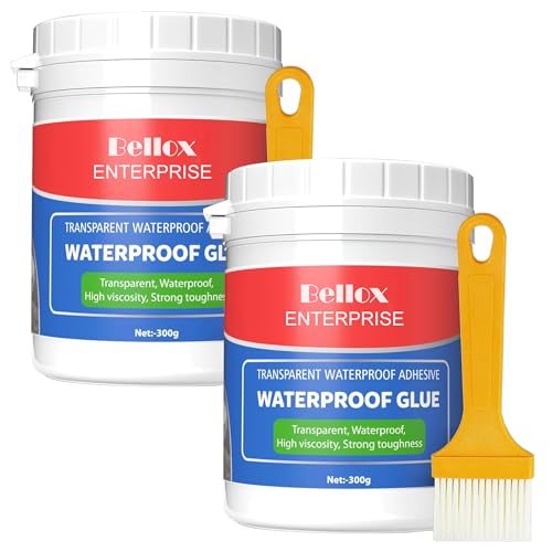 Image of BELLOX ENTERPRISE Transparent Waterproof Glue 600g with Brush, for Roof Leakage Crack Seal Water Leakage Agent, Waterproofing Coating Sealant Protection Bathroom Wall Tile Window (PACK 1 / 600GM)