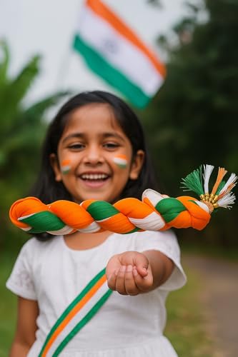 Image of Tri Color - Indian Flag Unisex Multicolour Dupatta-Georgette