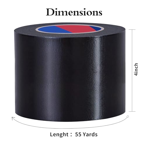 Image of Black Duct Tape 4 Inch x 55 Yards x 10 Mil Thickness Heavy Duty, No Residue, Tear by Hand & Waterproof Duct Tape,Great for Packaging, Home Use, DIY, Projects and Repairs
