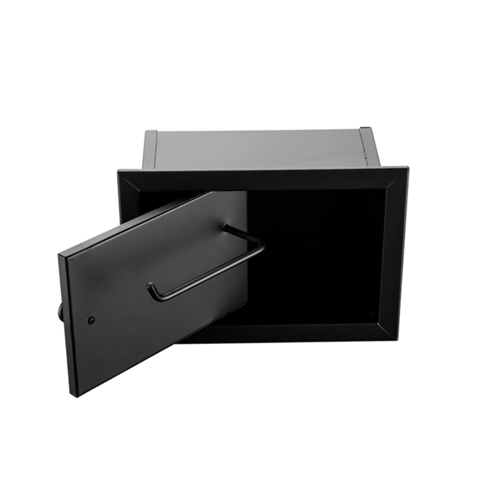 Matte Black Toilet Roll Holder Recessed Toilet Paper Holder Wall Mount Made of Metal, in Wall Tissue Roll Holder with Mounting Bracket, Bathroom -1