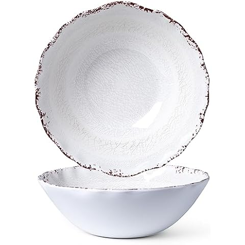 LEHAHA Rustic White Melamine Serving Bowls Cover
