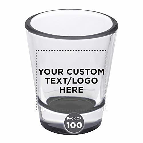 Custom Shot Glasses 1.75 Oz. Set Of 100, Personalized Bulk Pack - Great For Wedding Favors, Bachelorette Party Decorations, Party Fovors, Color Bottom - Black #TOP6