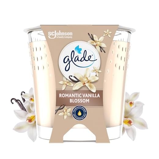 Glade Vela Perfumada, Fragancia Romantic Vainilla Blossom, Infusionada con Aceites Esenciales, Vegana, Aroma de 30 Horas, 1 Vela