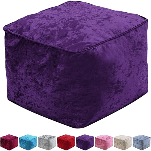 iSTYLE MODE BETTER HOME CHOICE Fully Filled Square Crush Velvet Bean Bag...