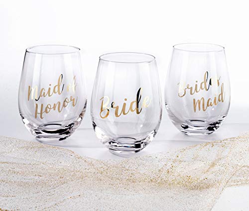 Lillian Rose Gold Bridesmaid Stemless Wine Glass #TOP1