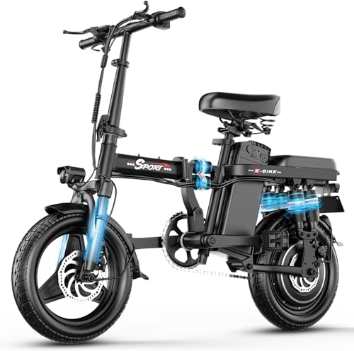 Electric Bike for Adults, 1200W Peak Motor Commuting E Bike, 22/25 MPH, 30/45 Miles PAS Range, 6-Point Full Suspension Foldable Ebike, 14” Tires Electric Bicycle,Portable Electric Mini Bike image 2