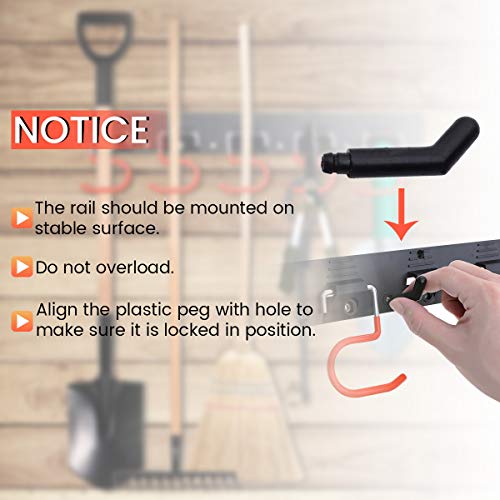 MOHOO 64 Inch Adjustable Storage System, Wall Holders for Tools, Wall Mount Tool Organizer, Garage Organizer, Garden Tool Organizer, Heavy Duty Tools Hanger with 4 Rails 16 Hooks