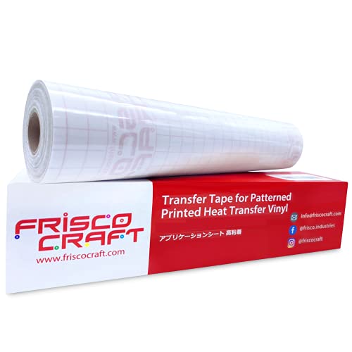 Image of Frisco Craft Transfer Tape for Heat Transfer Vinyl - Iron on Clear Tape for Printable and Patterned HTV, Indoor & Outdoor Adhesive Vinyl - Reusable UP to 5 Times, High Tack (12 inch x 15 ft)