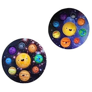 2-pack Bubbel Duwen Knal Speelgoed, zonnestelsel Planeet Fidget sensorisch vingerspeelgoed, cadeau voor kinderen voor…