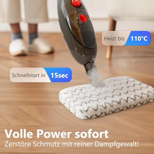 Media Evolution Dampfreiniger Steam-It Max – 7 in 1 – Für Boden & Fenster – Auch als Handdampfreiniger nutzbar – Kabelgebundener Elektrischer Dampfbesen