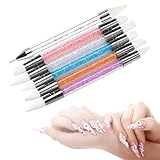 6 Stück Silikon Tool Nägel, 3D Gel Nail Art, Nailart, Nail Art Zubehör, Doppel Köpfe DIY Maniküre Werkzeug, Strassstein Picker für Design, Shaping Drawing Carving Nagelfolie (farbig 1)
